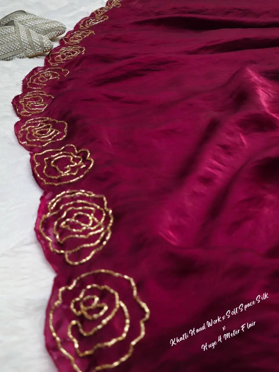 Handworked Space Silk Anarkali Set with Dupatta