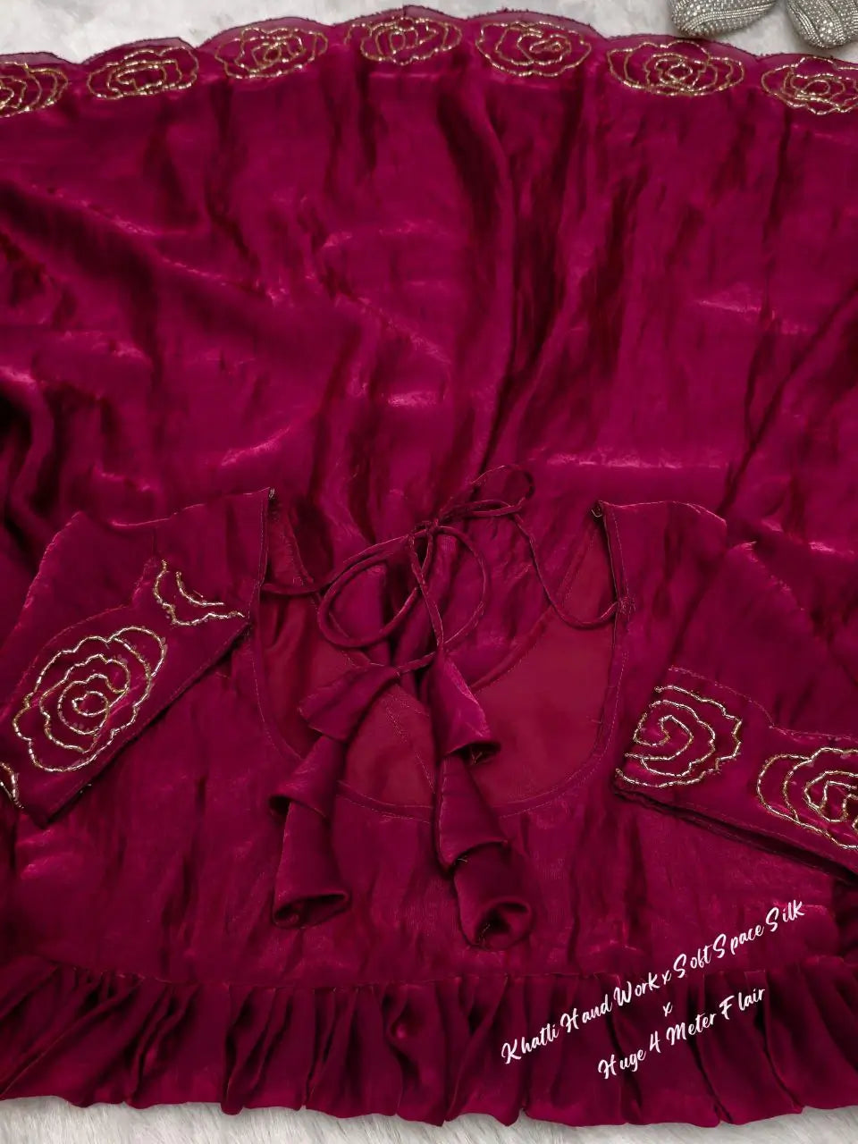 Handworked Space Silk Anarkali Set with Dupatta