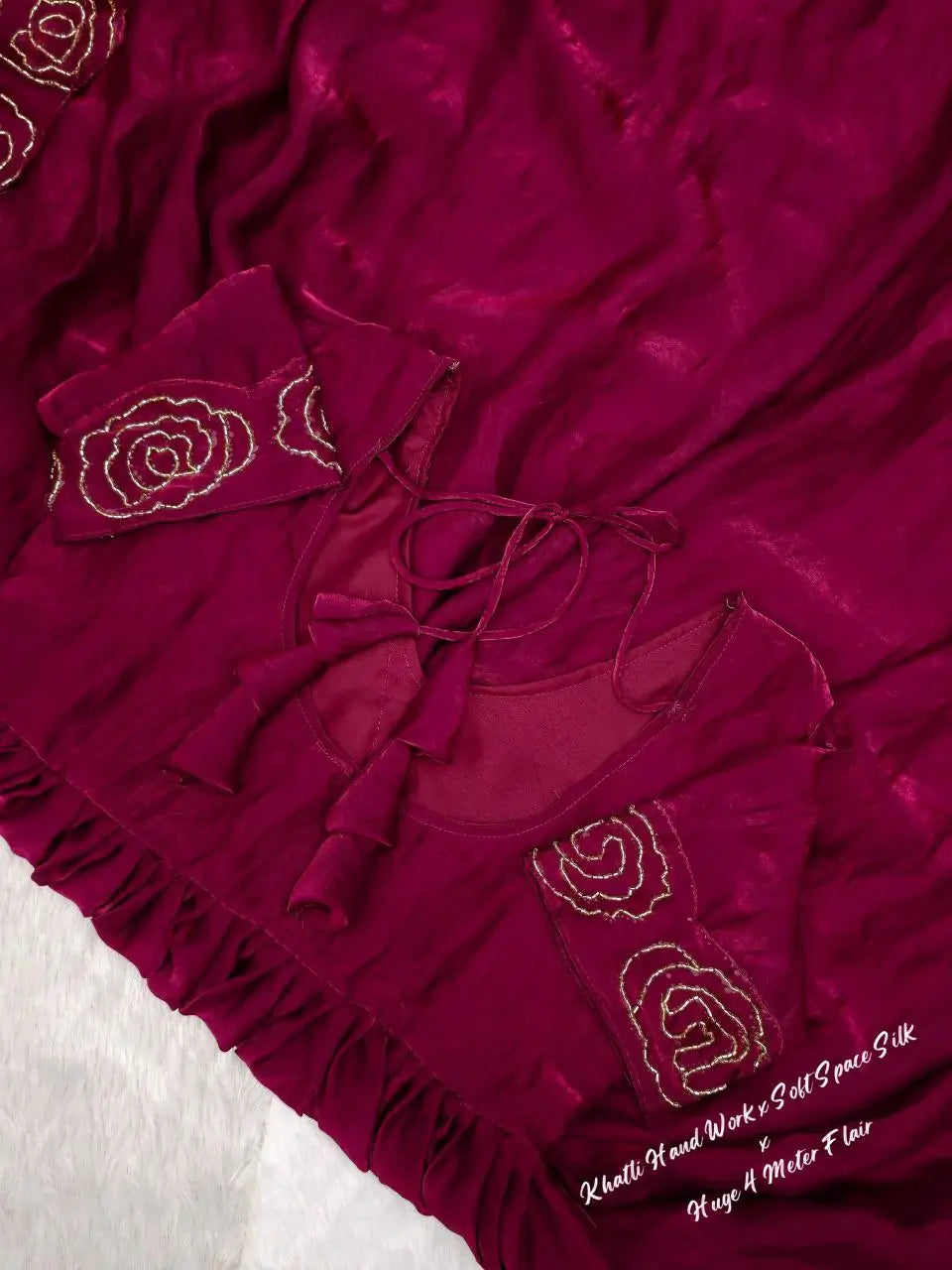 Handworked Space Silk Anarkali Set with Dupatta