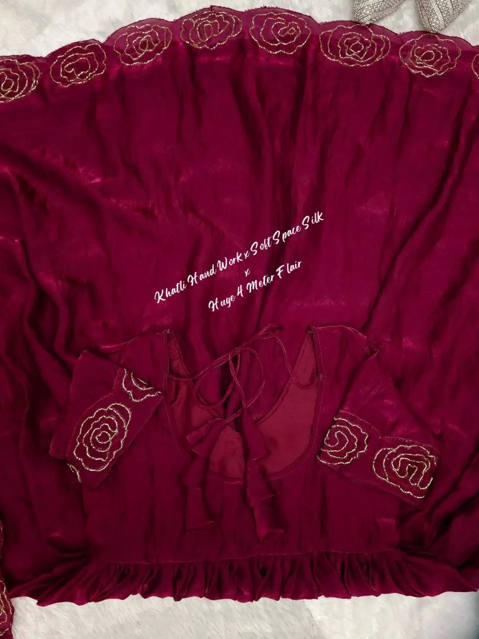 Handworked Space Silk Anarkali Set with Dupatta