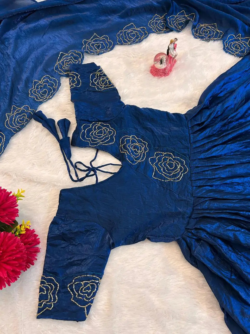 Handworked Space Silk Anarkali Set with Dupatta