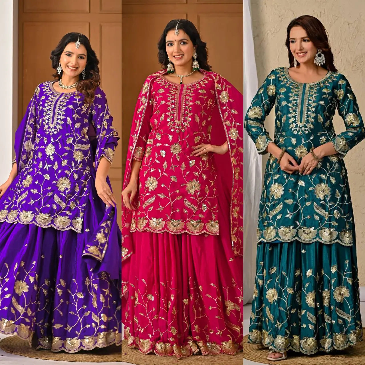 Heavy Chinnon Silk Embroidered Lehenga Set