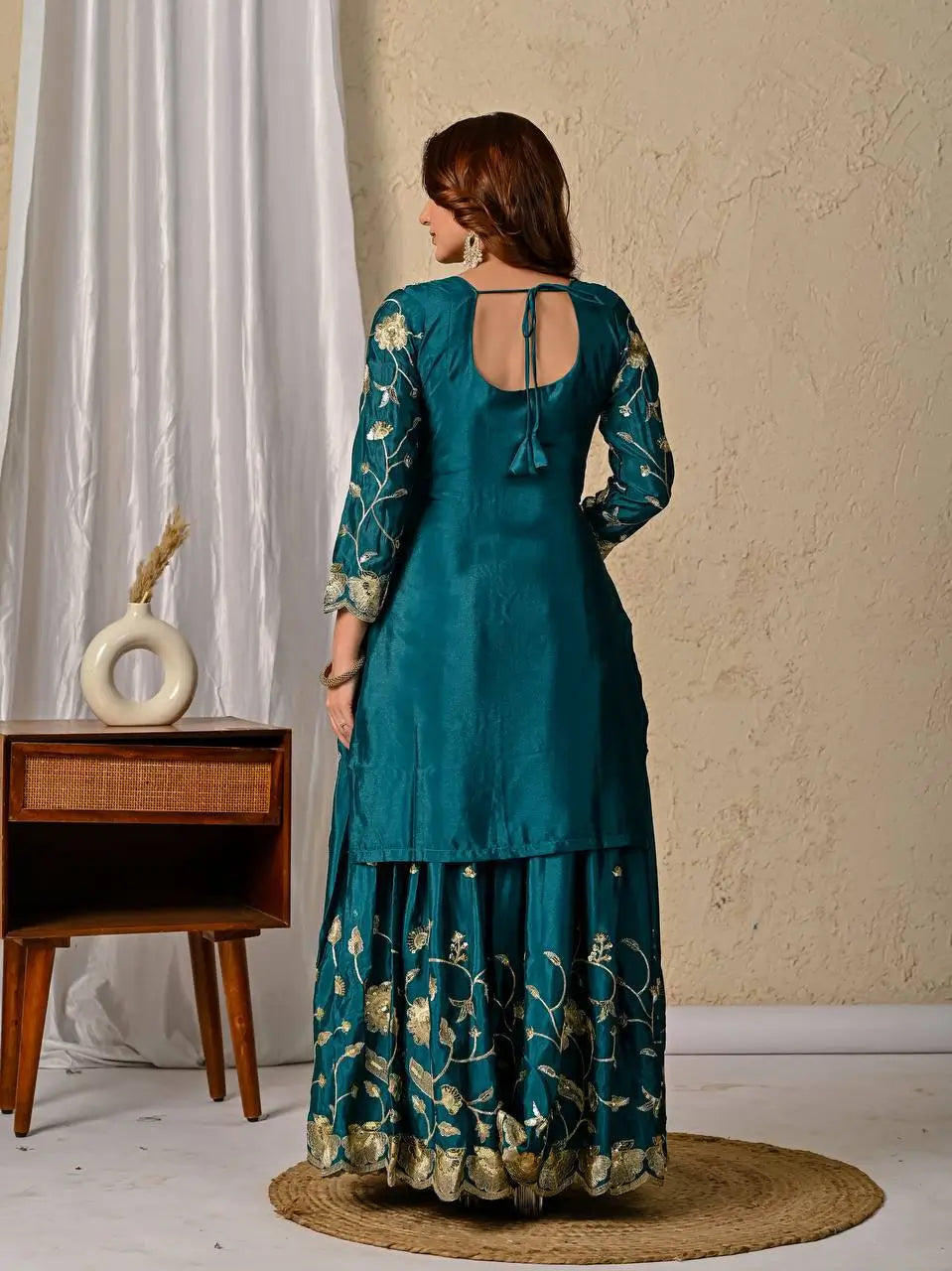 Heavy Chinnon Silk Embroidered Lehenga Set