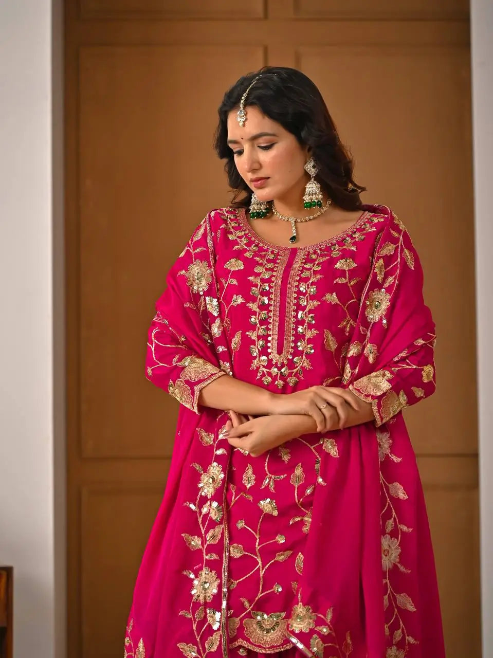 Heavy Chinnon Silk Embroidered Lehenga Set