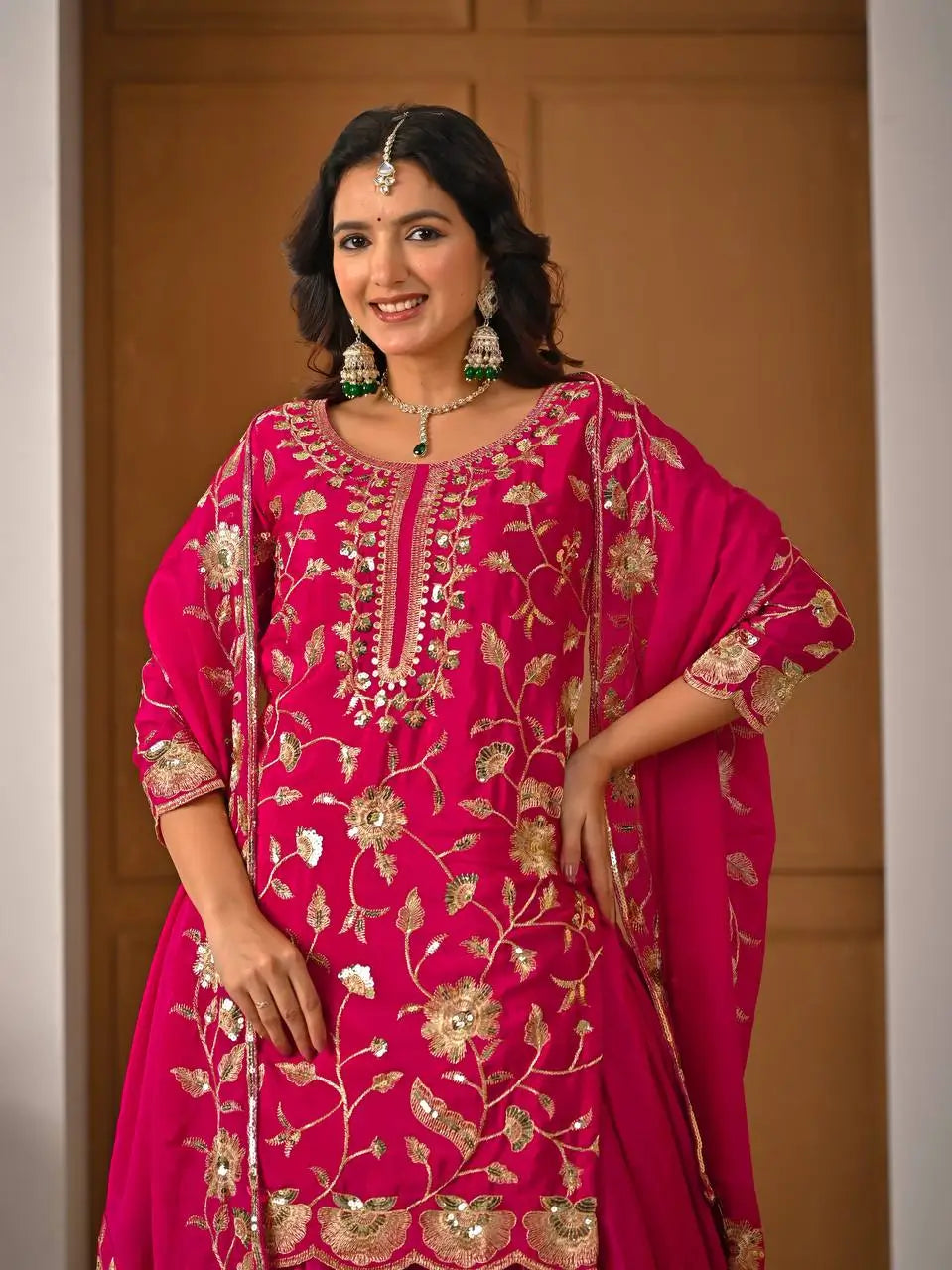 Heavy Chinnon Silk Embroidered Lehenga Set