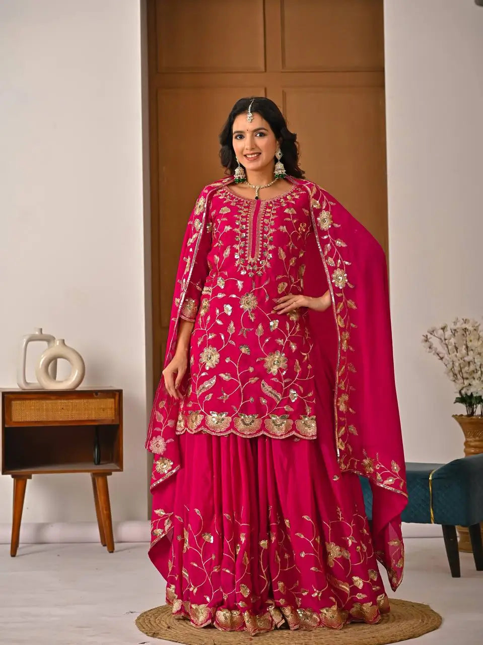 Heavy Chinnon Silk Embroidered Lehenga Set