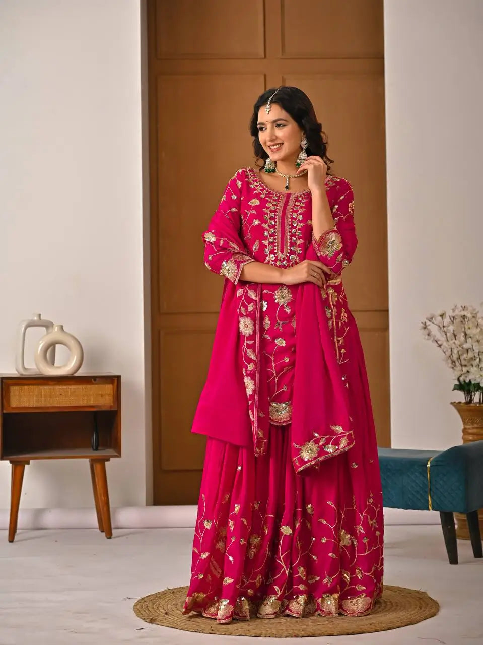 Heavy Chinnon Silk Embroidered Lehenga Set