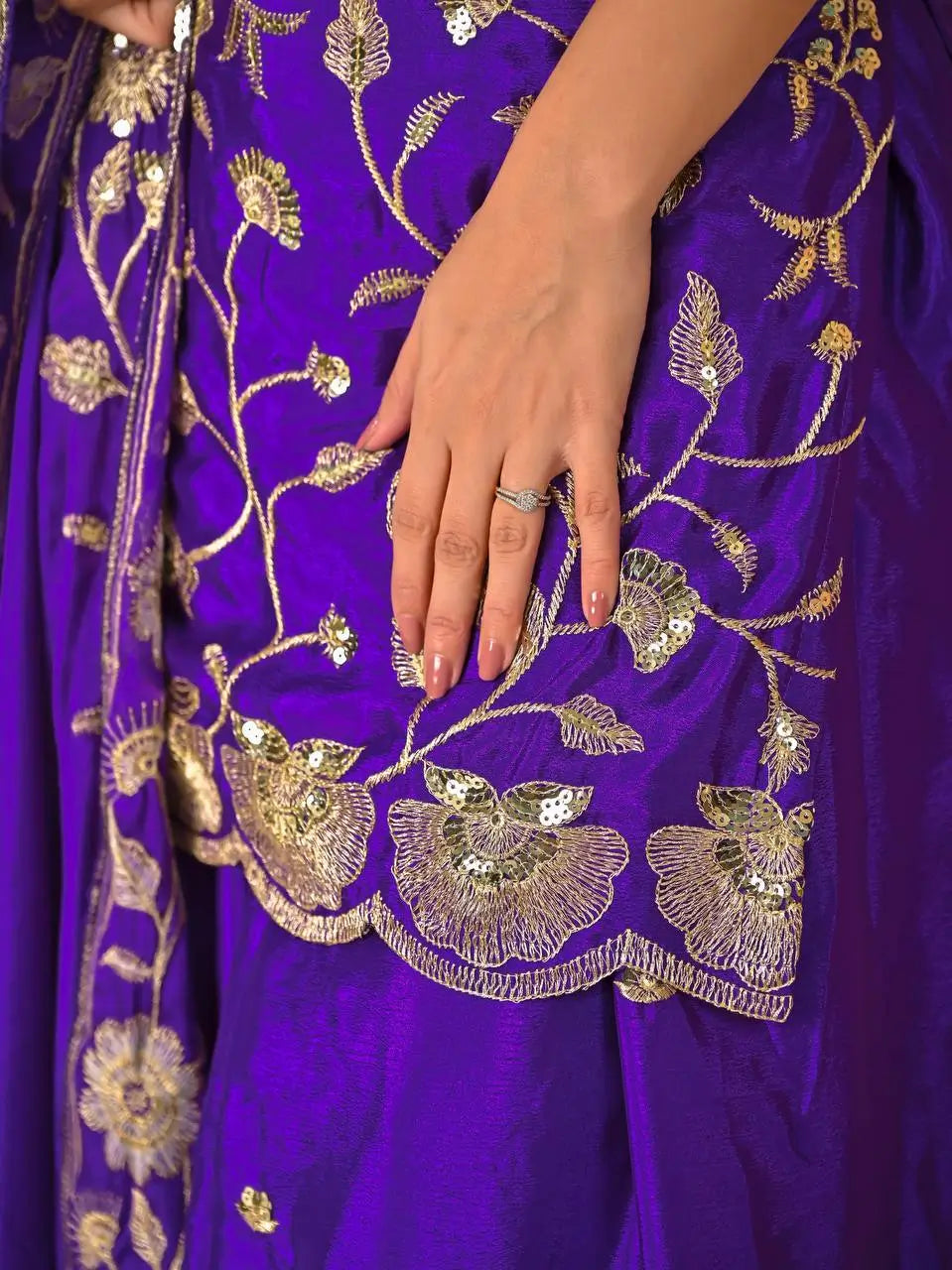 Heavy Chinnon Silk Embroidered Lehenga Set