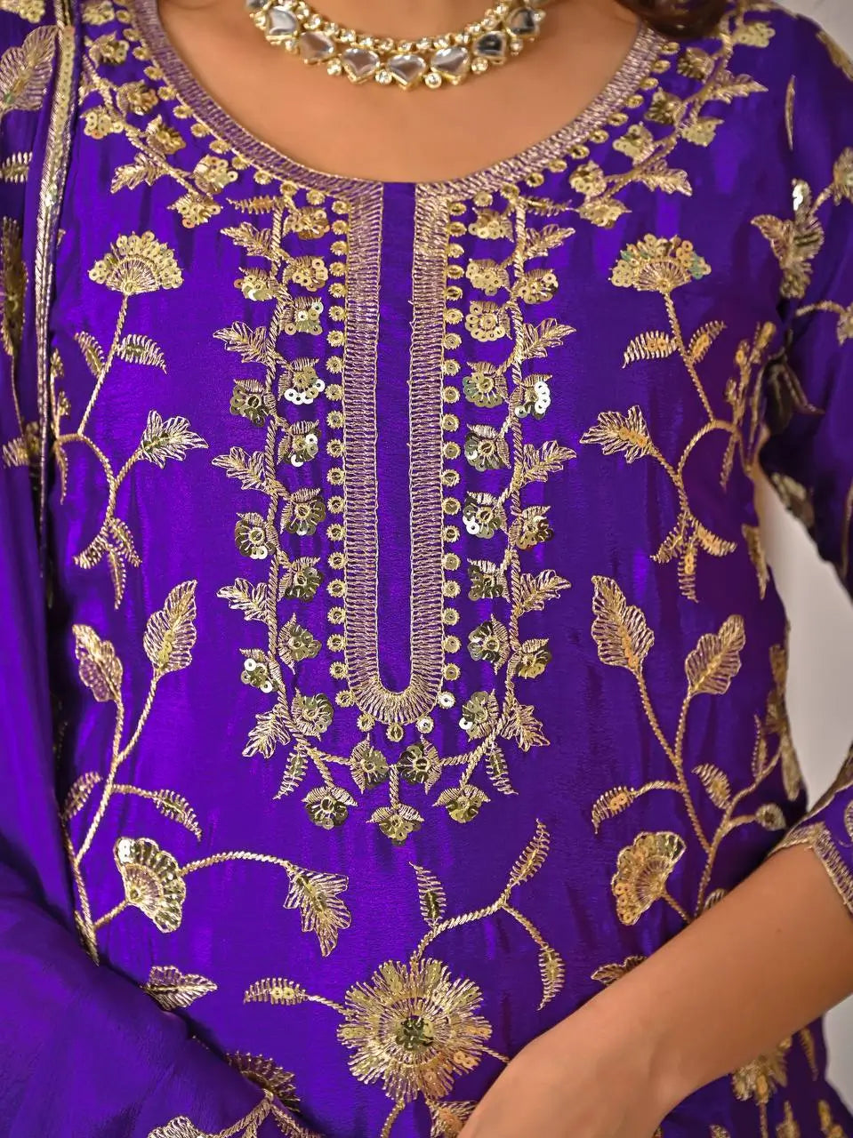 Heavy Chinnon Silk Embroidered Lehenga Set
