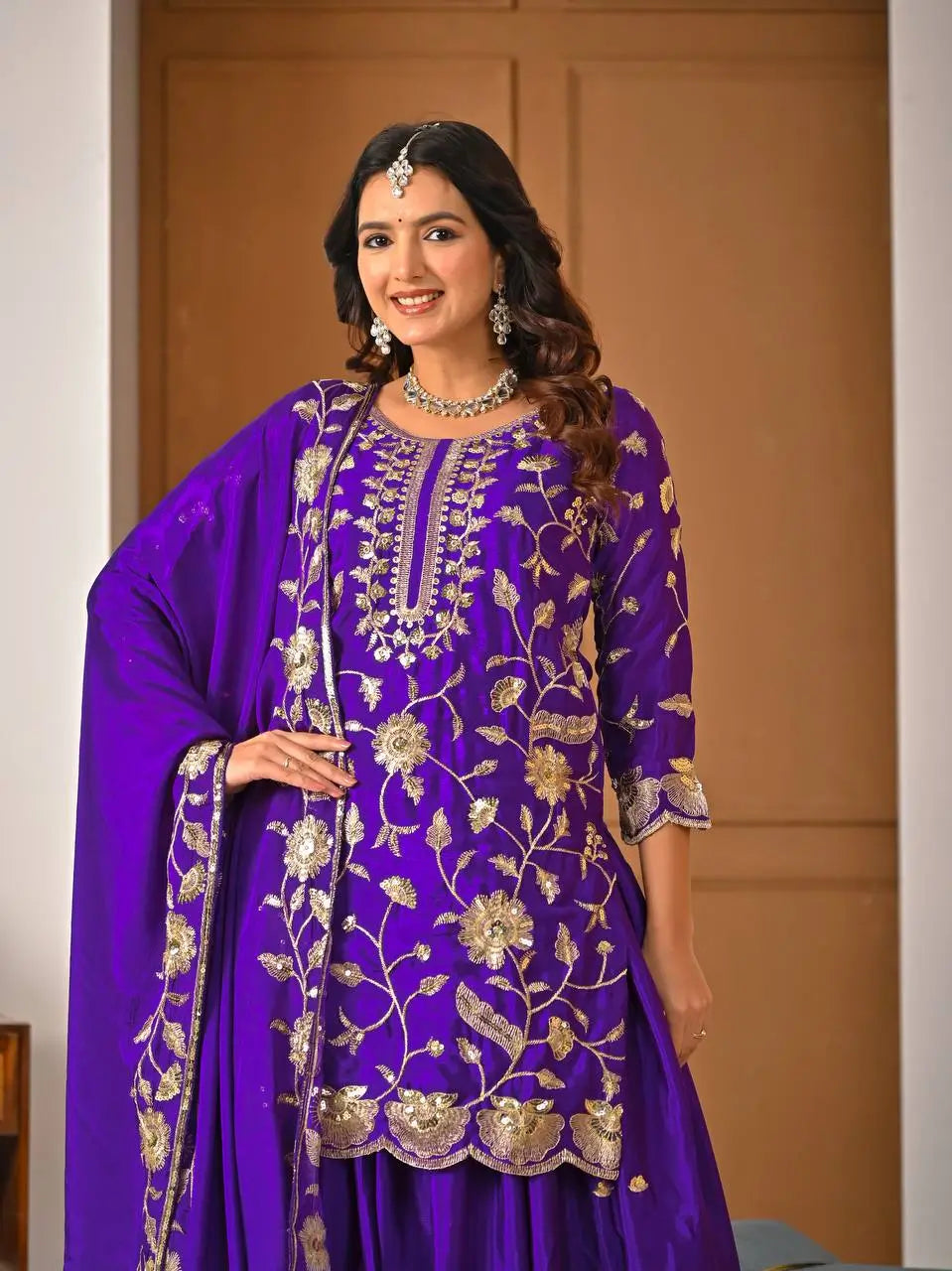 Heavy Chinnon Silk Embroidered Lehenga Set
