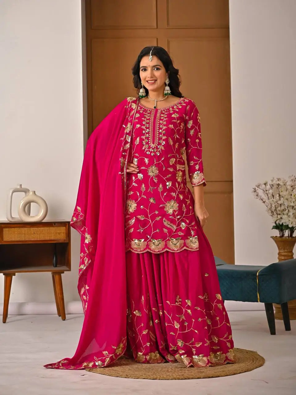 Heavy Chinnon Silk Embroidered Lehenga Set