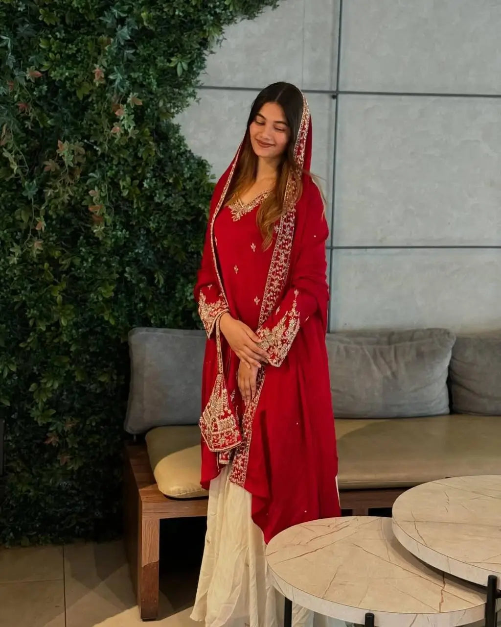Heavy Chinon Silk Embroidered Kurta with Palazzo & Dupatta – Festive & Wedding Wear