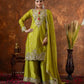Heavy Chinon Silk Embroidered Palazzo Set with Dupatta