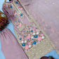 Heavy Chinon Silk Embroidered Palazzo Suit Set with Diamond Hand Work