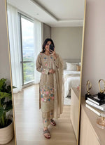 Heavy Chinon Silk Embroidered Palazzo Suit Set with Diamond Hand Work
