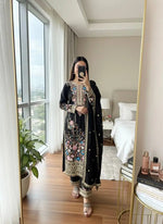 Heavy Chinon Silk Embroidered Palazzo Suit Set with Diamond Hand Work