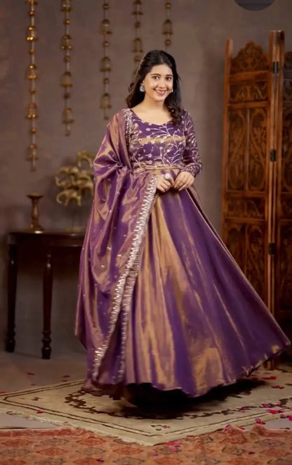 Heavy Cosmos Silk Designer Anarkali Suit Set with Embroidery Sequence Dupatta