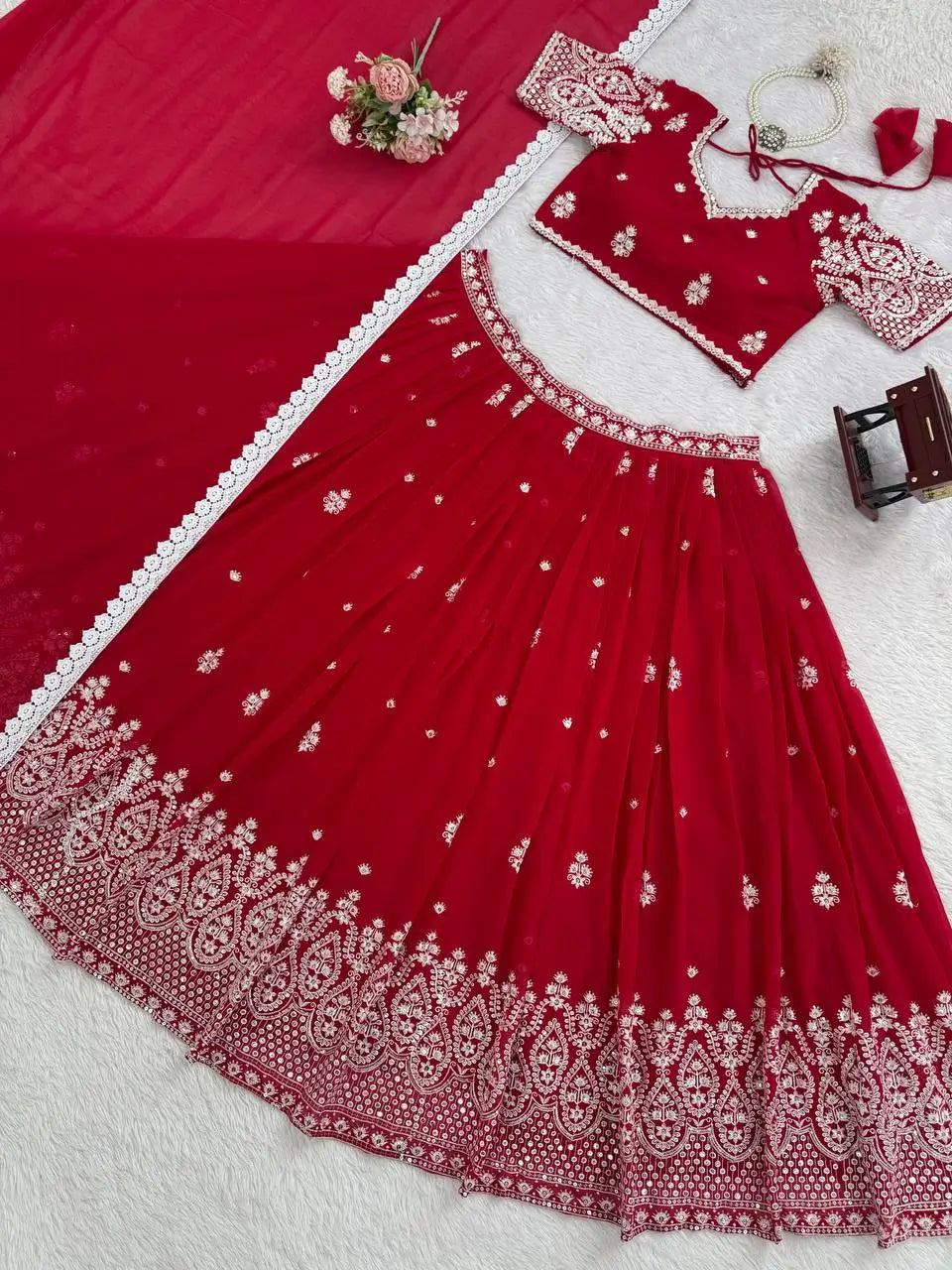 Heavy Embroidered Georgette Lehenga Choli Set
