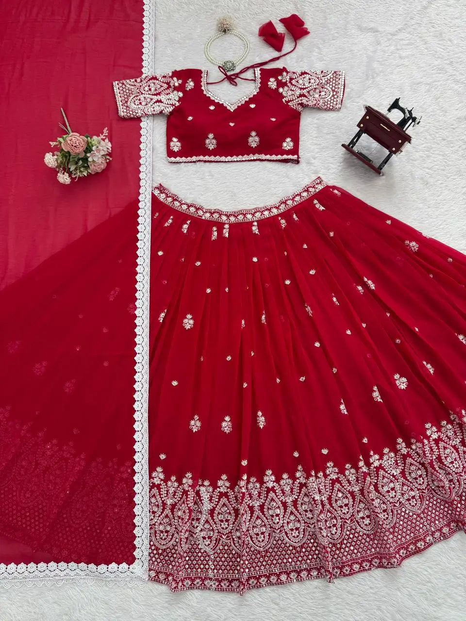 Heavy Embroidered Georgette Lehenga Choli Set