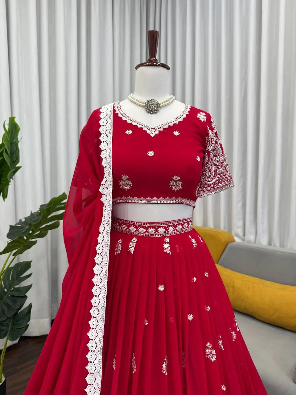 Heavy Embroidered Georgette Lehenga Choli Set