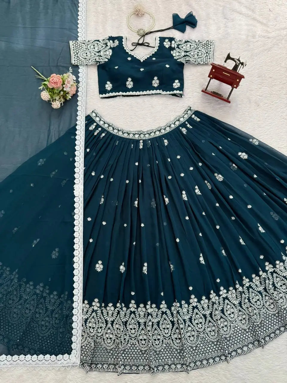 Heavy Embroidered Georgette Lehenga Choli Set