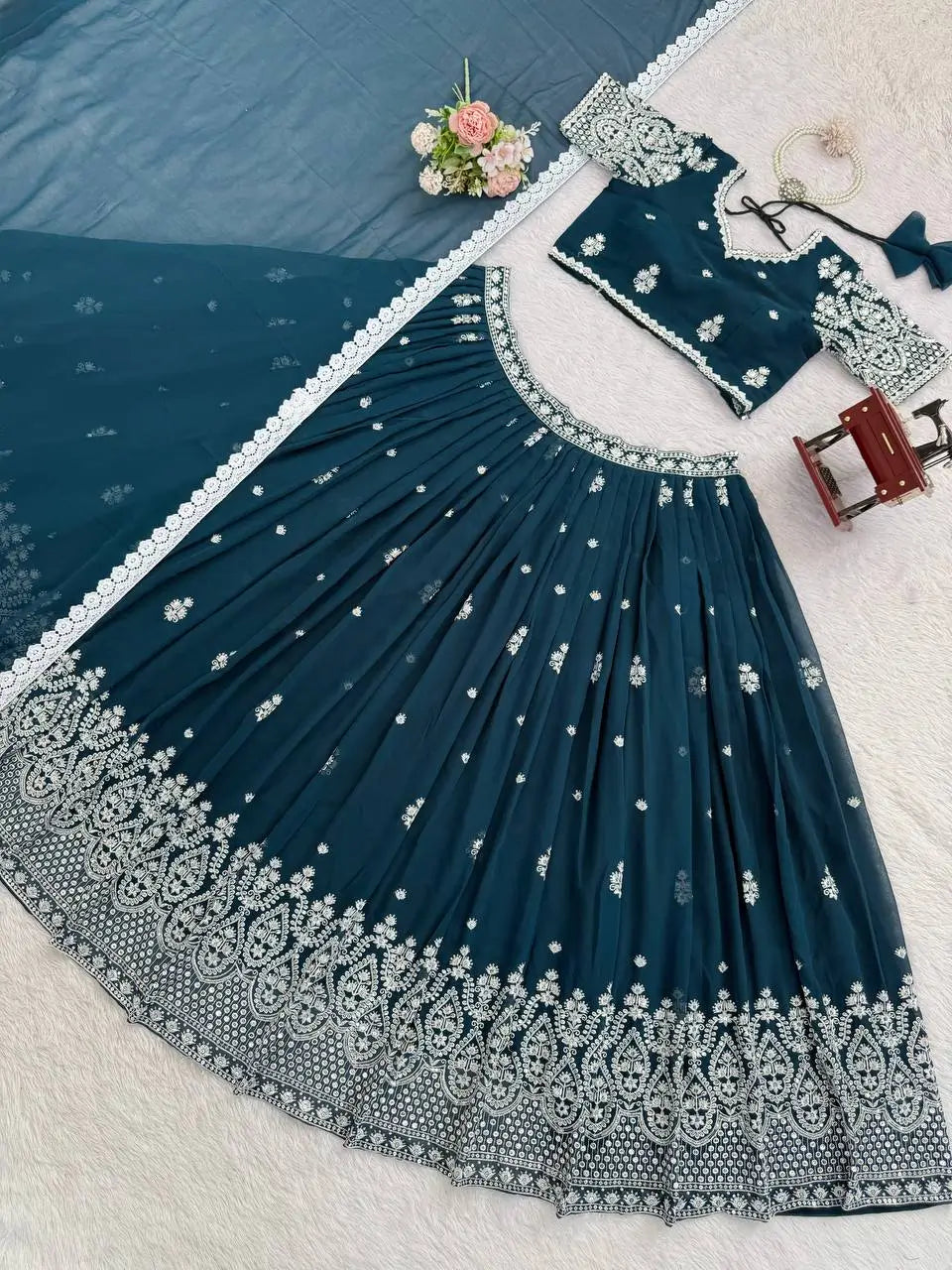 Heavy Embroidered Georgette Lehenga Choli Set