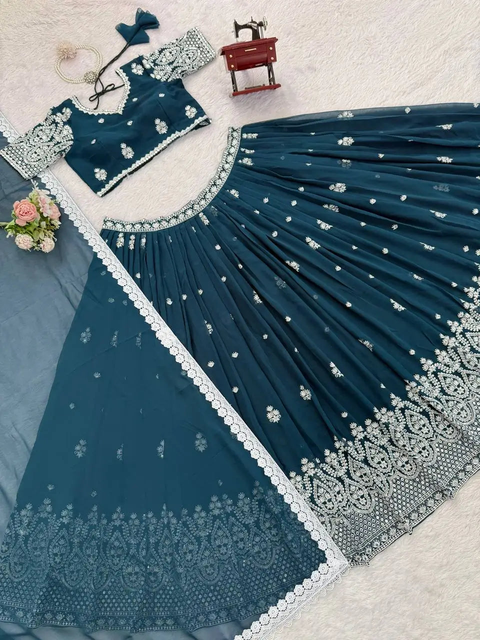 Heavy Embroidered Georgette Lehenga Choli Set