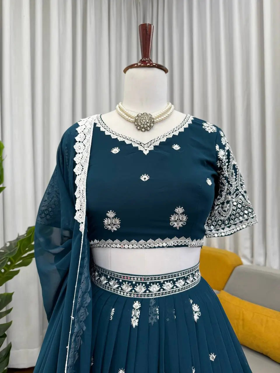 Heavy Embroidered Georgette Lehenga Choli Set