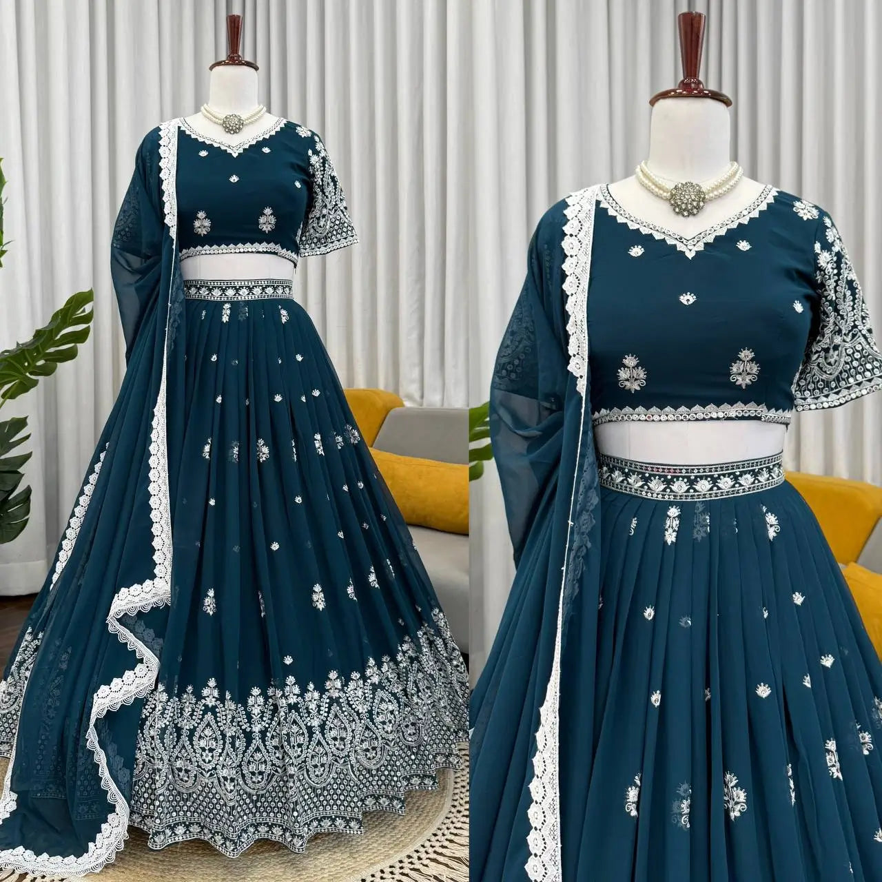Heavy Embroidered Georgette Lehenga Choli Set