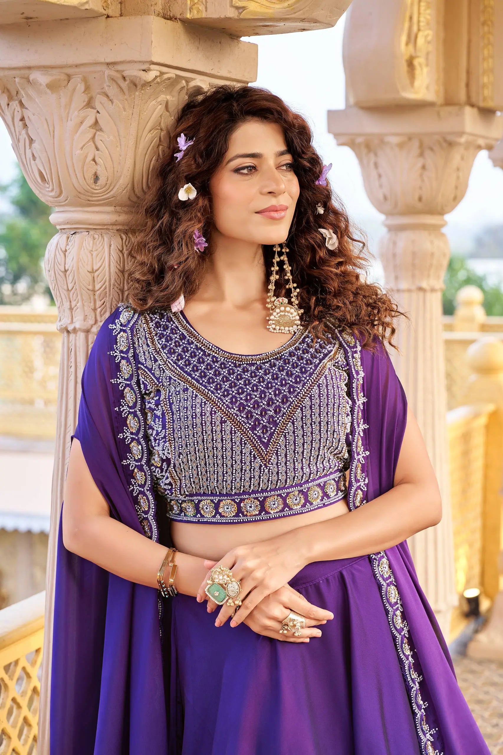Heavy Embroidered Rangoli Silk Lehenga Set with 9 Meter Flair