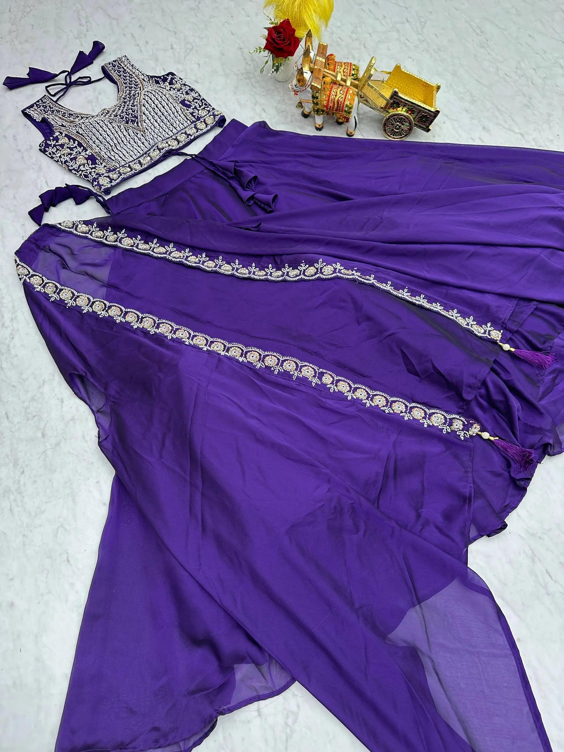 Heavy Embroidered Rangoli Silk Lehenga Set with 9 Meter Flair
