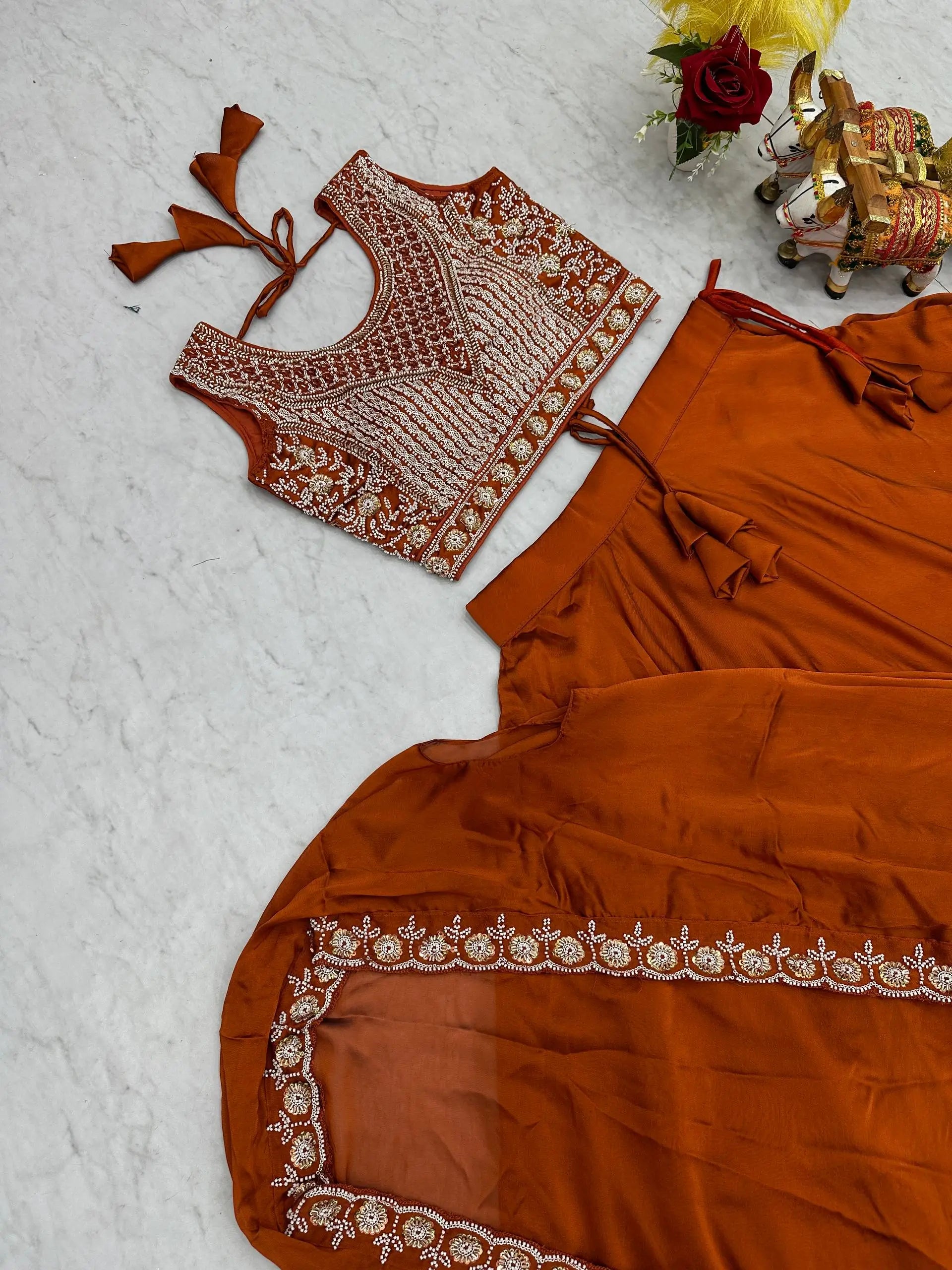 Heavy Embroidered Rangoli Silk Lehenga Set with 9 Meter Flair