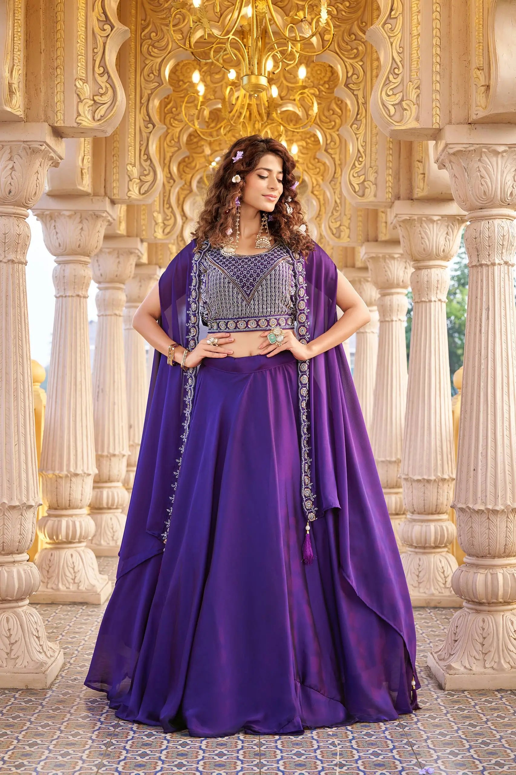 Heavy Embroidered Rangoli Silk Lehenga Set with 9 Meter Flair