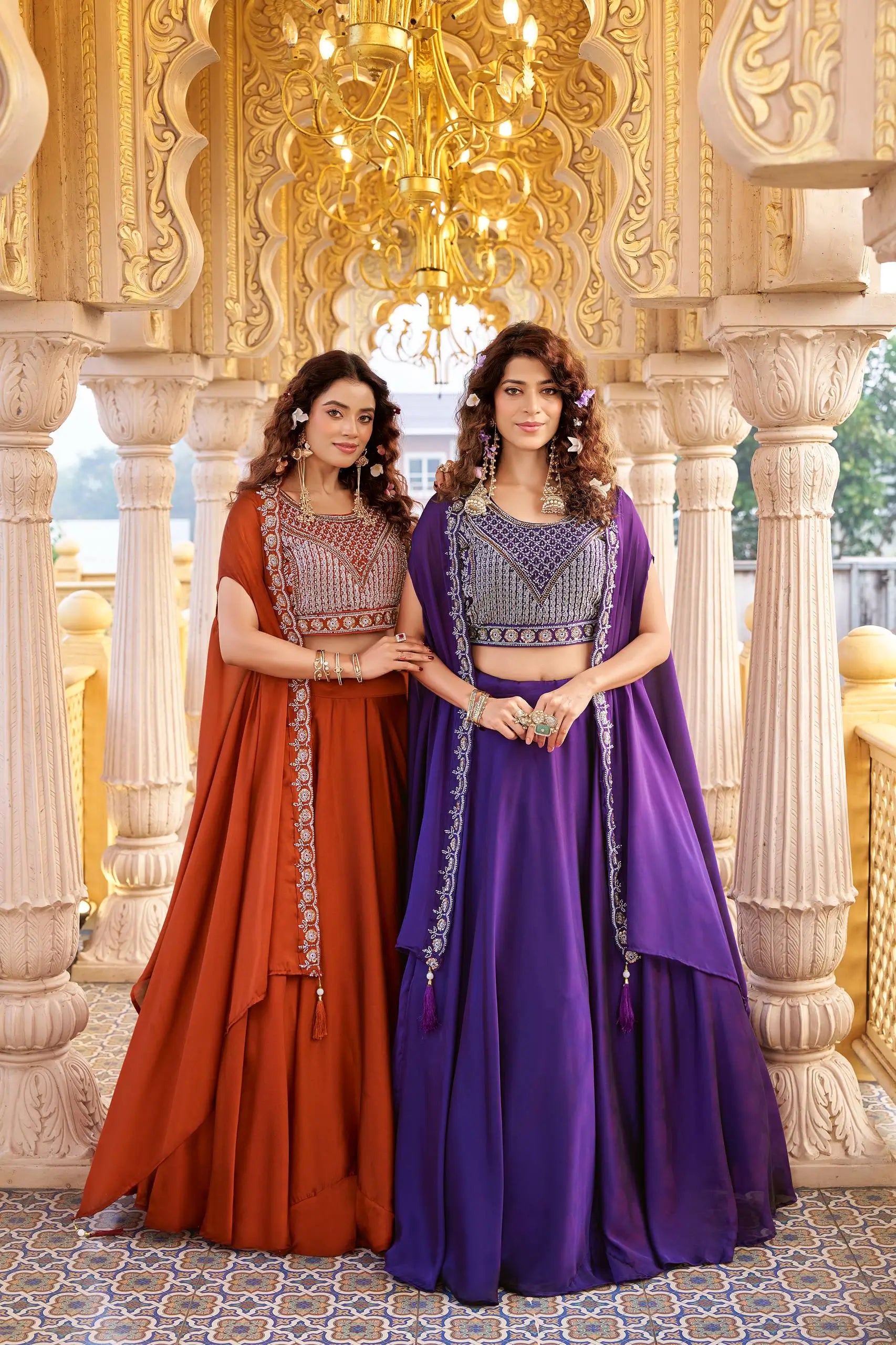 Heavy Embroidered Rangoli Silk Lehenga Set with 9 Meter Flair