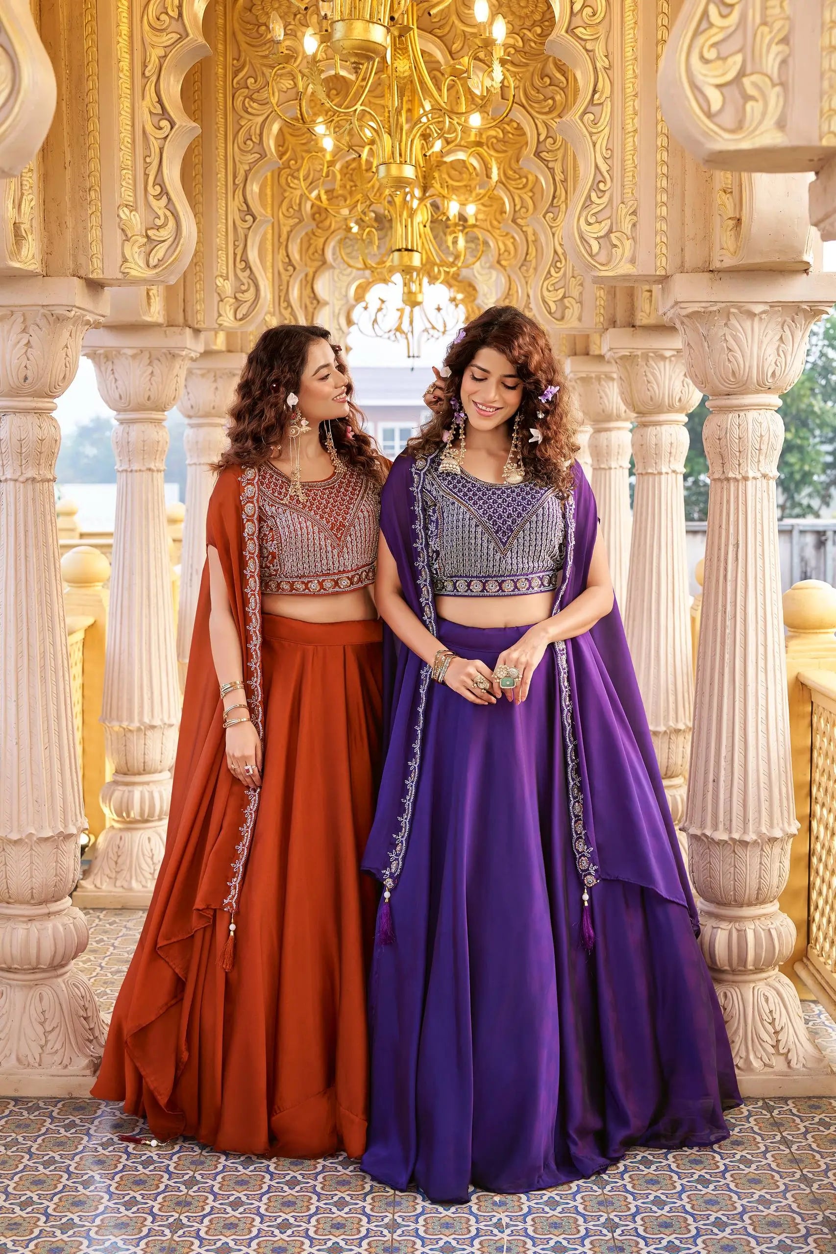 Heavy Embroidered Rangoli Silk Lehenga Set with 9 Meter Flair