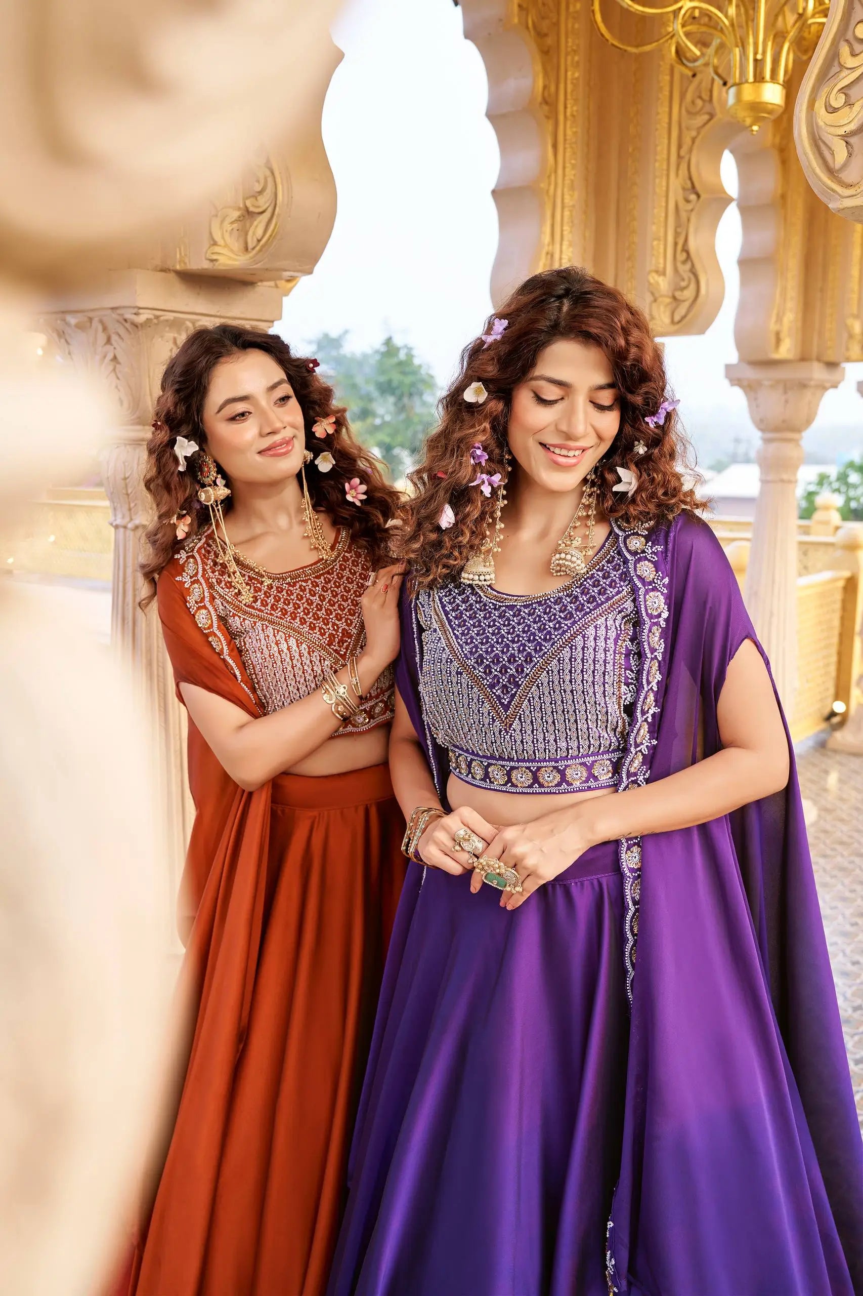 Heavy Embroidered Rangoli Silk Lehenga Set with 9 Meter Flair
