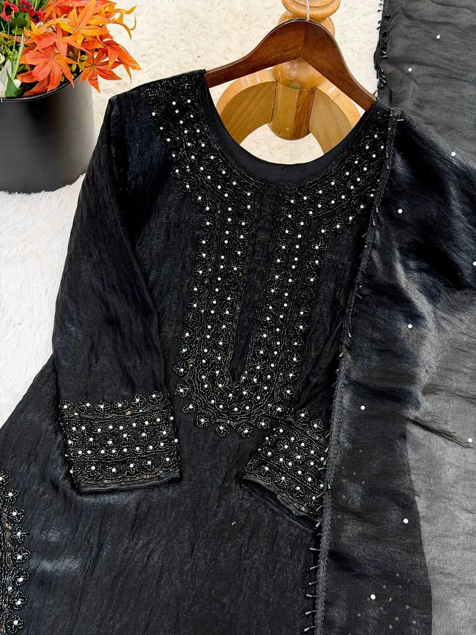 Heavy Fandy Silk Embroidered Pant Suit for Festive and Party Occasions