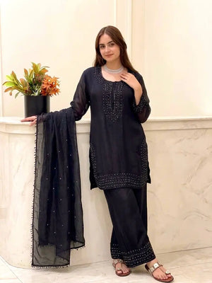 Heavy Fandy Silk Embroidered Pant Suit for Festive and Party Occasions