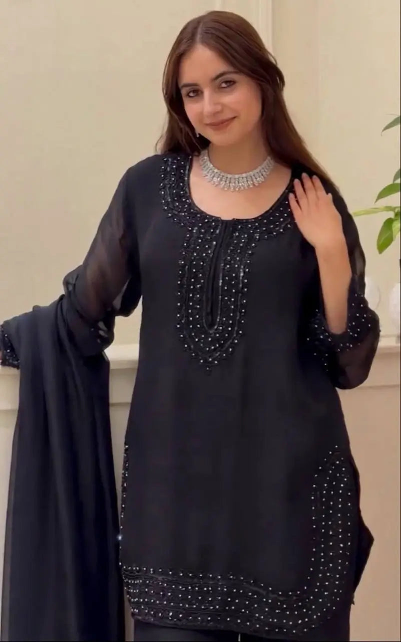 Heavy Fandy Silk Embroidered Pant Suit for Festive and Party Occasions