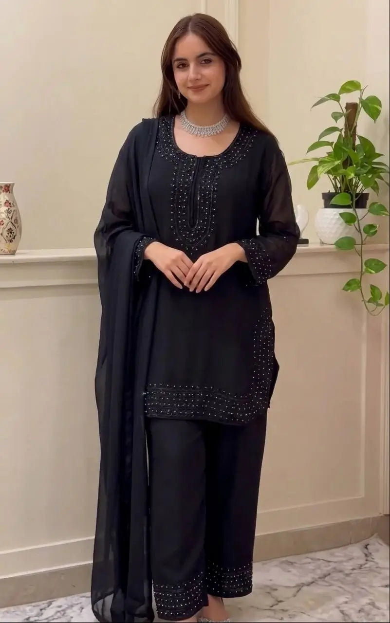 Heavy Fandy Silk Embroidered Pant Suit for Festive and Party Occasions