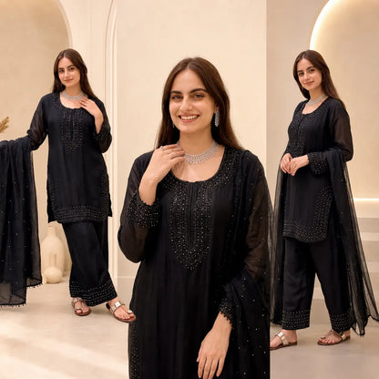 Heavy Fandy Silk Embroidered Pant Suit for Festive and Party Occasions
