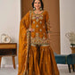 Heavy Fandy Silk Embroidered Top Sharara Palazzo Set with Dupatta