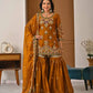 Heavy Fandy Silk Embroidered Top Sharara Palazzo Set with Dupatta
