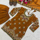 Heavy Fandy Silk Embroidered Top Sharara Palazzo Set with Dupatta