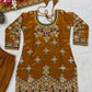 Heavy Fandy Silk Embroidered Top Sharara Palazzo Set with Dupatta