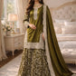 Heavy Fandy Silk Embroidered Top Sharara Palazzo Set with Dupatta