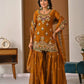 Heavy Fandy Silk Embroidered Top Sharara Palazzo Set with Dupatta