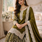 Heavy Fandy Silk Embroidered Top Sharara Palazzo Set with Dupatta