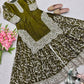 Heavy Fandy Silk Embroidered Top Sharara Palazzo Set with Dupatta