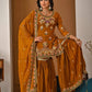 Heavy Fandy Silk Embroidered Top Sharara Palazzo Set with Dupatta